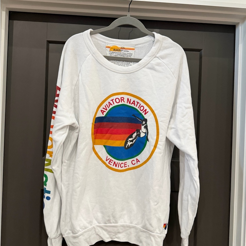Classic Aviator Nation White Sweatshirt with Venice logo XXL